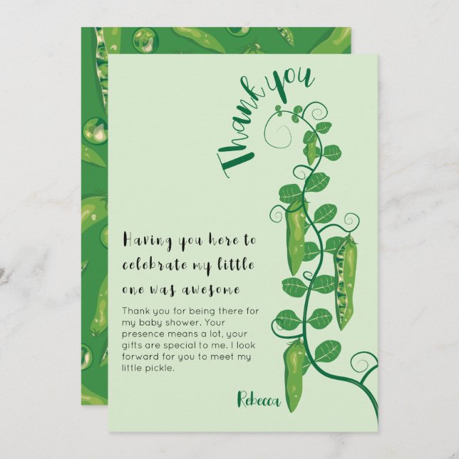 Carte De Remerciements Baby shower de pois doux (Devant / Derrière)