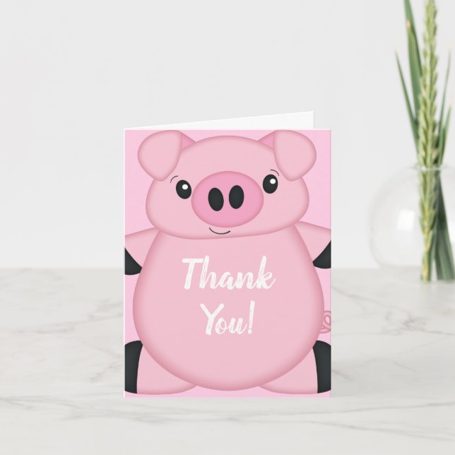 Carte De Remerciements Baby shower de porc rose (Devant)