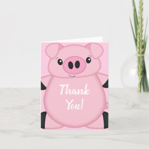 Carte De Remerciements Baby shower de porc rose