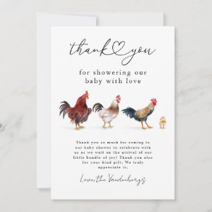 Carte De Remerciements Baby shower de poulet Boho