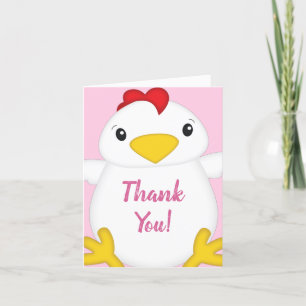 Carte De Remerciements Baby shower de poulet rose