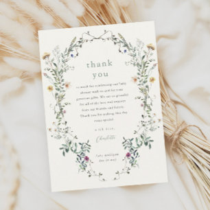 Carte De Remerciements Baby shower de printemps fleur sauvage Floral Wrea