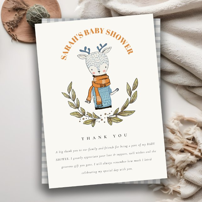 Carte De Remerciements Baby shower de rennes hivernales moche moche (Créateur téléchargé)