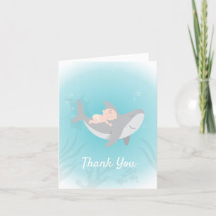 Carte De Remerciements Baby shower de requin doux vierge