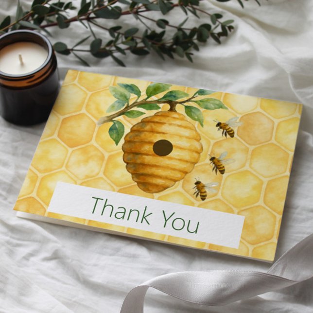 Carte De Remerciements Baby shower de ruche d'abeilles (Honeybee Hive Baby Shower Thank you Card)