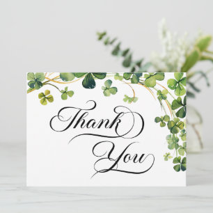 Carte De Remerciements Baby shower de script de petit Shamrock aquarelle