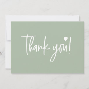 Carte De Remerciements Baby shower de script moderne Sage Green