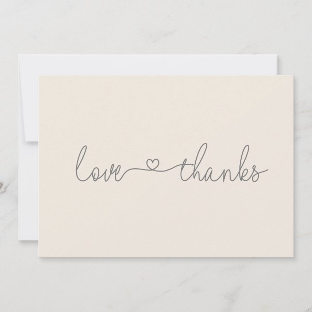 Carte De Remerciements Baby shower de script Simple Love and Thanks Heart (Devant)