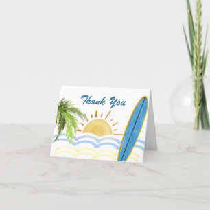Carte De Remerciements Baby shower de surf tropical Sunshine moderne