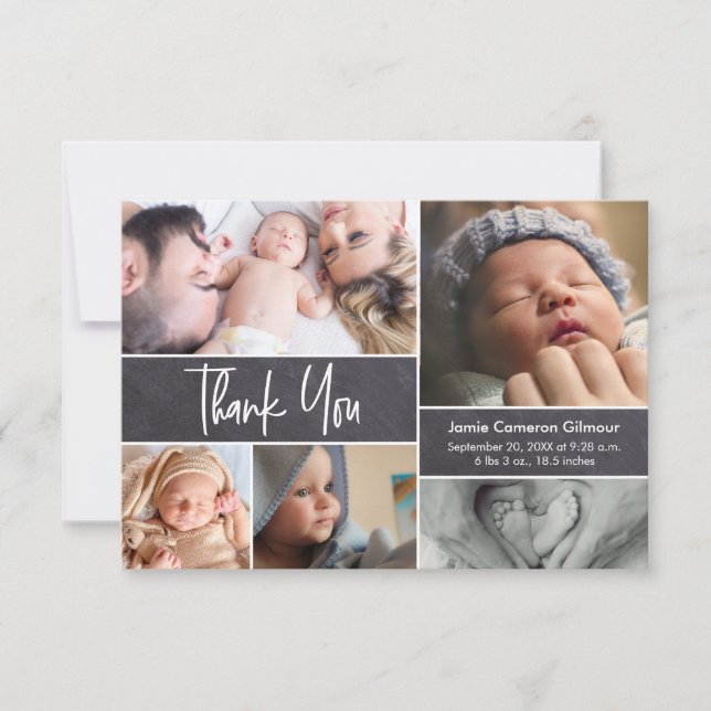 Carte De Remerciements Baby shower de tableau de bord de collection photo (Devant)