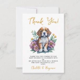 Carte De Remerciements baby shower de terre cuite à chiot moderne