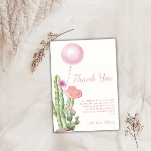 Carte De Remerciements Baby shower de torchonnière Pinky Flower Cactus