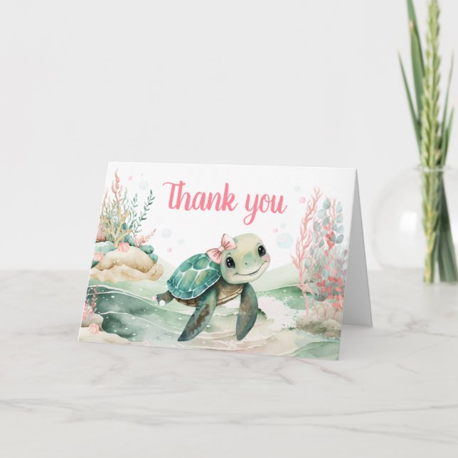 Carte De Remerciements Baby shower de tortue de mer (Devant)