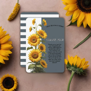 Carte De Remerciements Baby shower de tournesol bleu