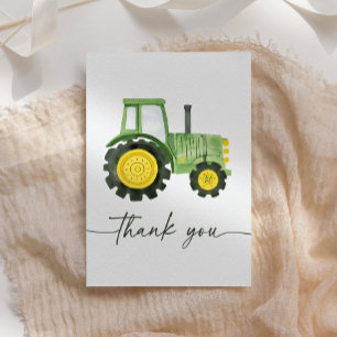 Carte De Remerciements Baby shower de tracteur aquarelle