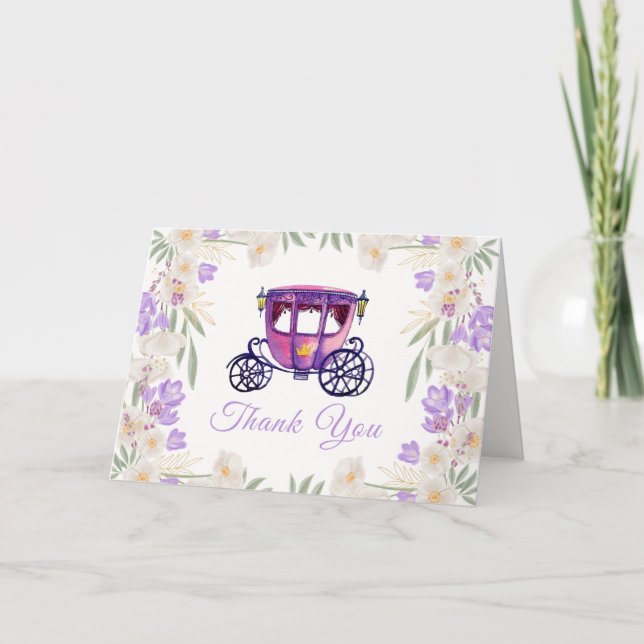 Carte De Remerciements Baby shower de transport Lavender Floral Princess (Devant)