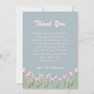 Carte de remerciements Baby shower de tulipes rose