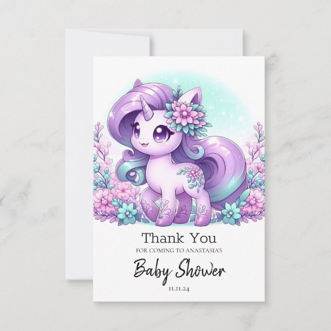 Carte De Remerciements Baby shower de Unicorn Majestic Whimsical (Devant)
