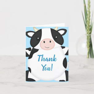 Carte De Remerciements Baby shower de vache bleu