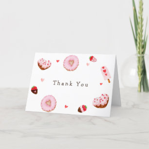 Carte De Remerciements Baby shower de Valentines de Donuts mignonnes