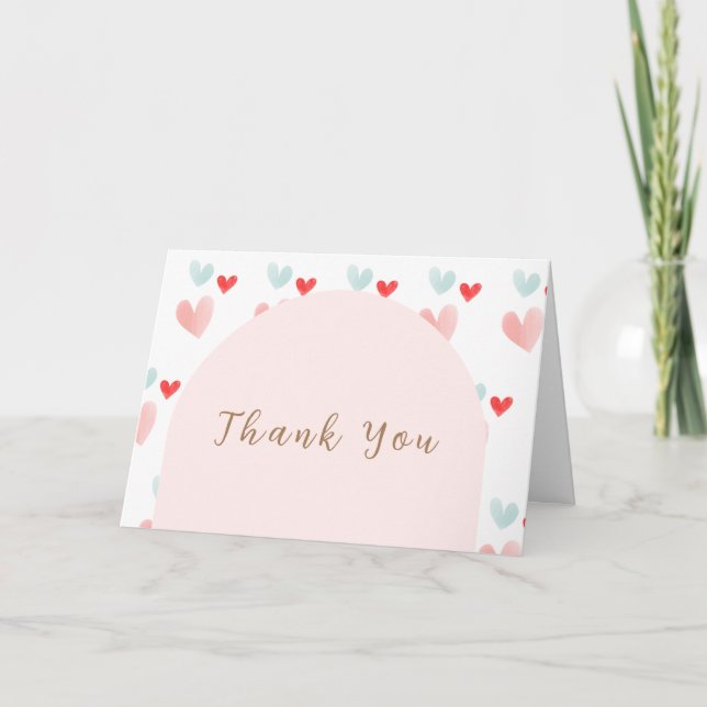 Carte De Remerciements Baby shower de Valentines de l'Arc Pastel Sweethea (Devant)