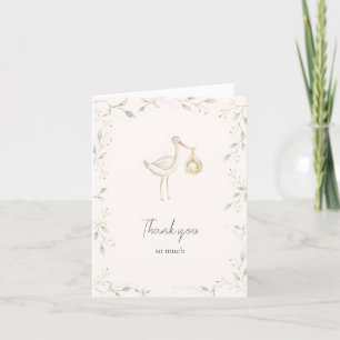 Carte De Remerciements Baby shower de verdure cigogne