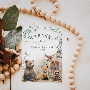Carte De Remerciements Baby shower de verdure des animaux des bois