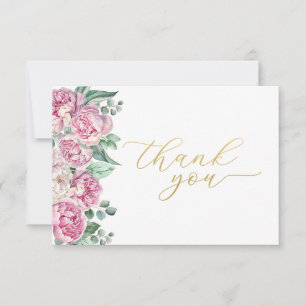 Carte De Remerciements Baby shower de verdure rose & or Floral