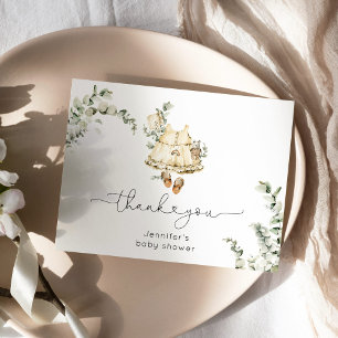 Carte De Remerciements Baby shower de vêtements de pépinière Eucalyptus b
