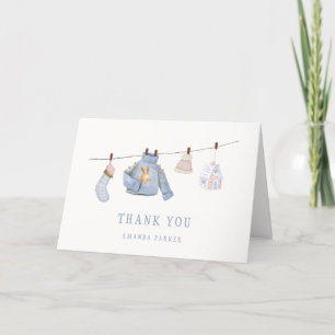 Carte De Remerciements Baby shower de vêtements d'hiver pour filles coule