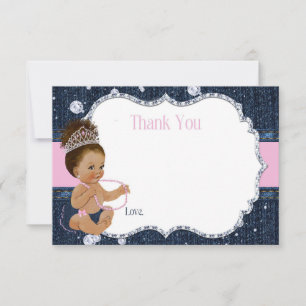 Carte De Remerciements Baby Shower Denim & Diamants