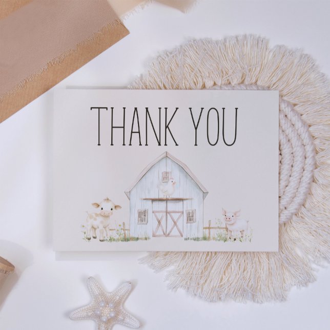 Carte De Remerciements Baby shower des animaux de ferme Meadow Friends (Créateur téléchargé)
