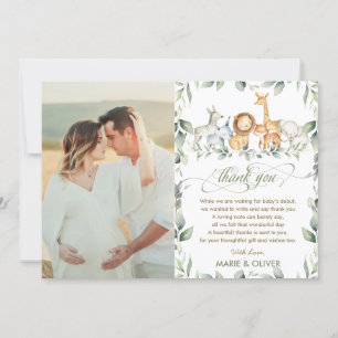 Carte De Remerciements Baby shower des animaux de la Jungle verdoyante Ph