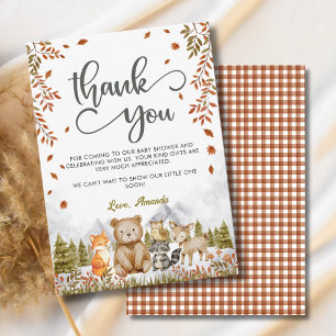 Carte De Remerciements Baby shower des animaux mignons de bois