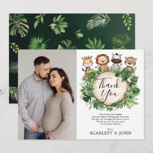 Carte De Remerciements Baby shower des animaux sauvages de la Jungle trop