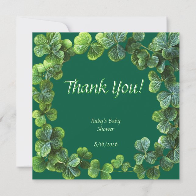 Carte De Remerciements Baby shower des Cloches Vertes (Devant)