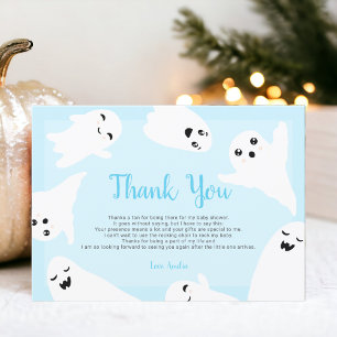 Carte De Remerciements baby shower des fantômes d'Halloween bleu turquois