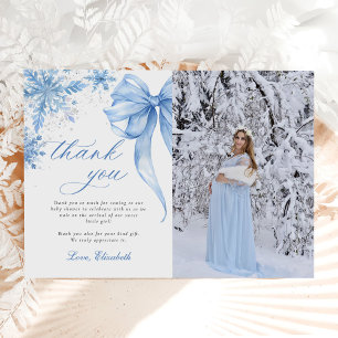 Carte De Remerciements Baby shower des flocons de neige Blue Winter