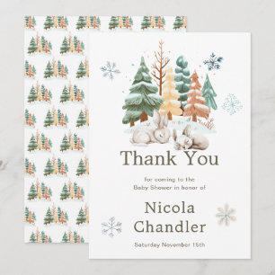 Carte De Remerciements Baby shower des lapins d'hiver