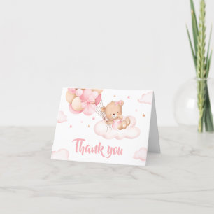 Carte De Remerciements Baby shower des nuages d'attente roses