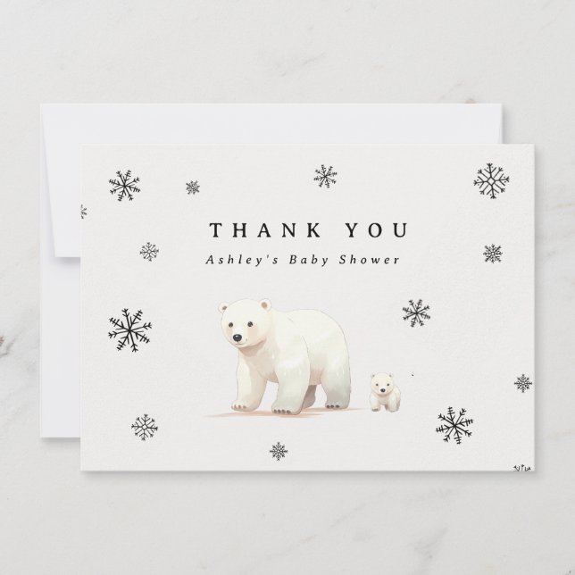 Carte De Remerciements Baby shower des ours polaires d'hiver (Devant)