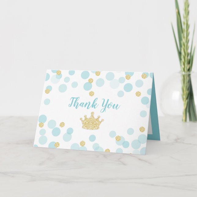 Carte De Remerciements Baby shower des points Confetti Gold Little Prince (Devant)