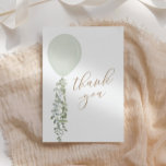 Carte De Remerciements Baby shower d'Eucalyptus à l'aquarelle de Sage<br><div class="desc">Remerciez tout particulièrement vos invités baby showers avec ces cartes,  avec un ballon vert sauge à l'aquarelle à l'eucalyptus.</div>