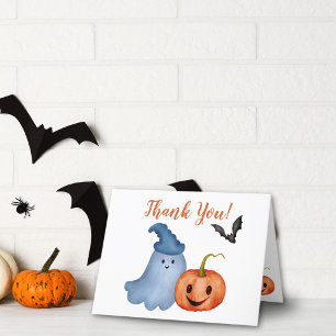 Carte De Remerciements Baby shower d'Halloween de Little Boo Ghost Citrou