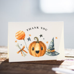 Carte De Remerciements Baby shower d'Halloween du petit Citrouille Boo