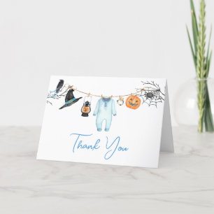 Carte De Remerciements Baby shower d'Halloween Little Boo Bleu