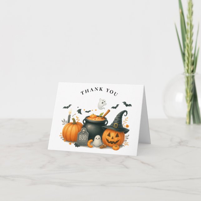 Carte De Remerciements Baby shower d'Halloween neutre entre les sexes pou (Devant)