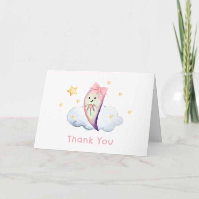 Carte De Remerciements Baby shower d'Halloween rose Petit Bow (Devant)