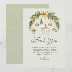 Carte De Remerciements Baby Shower d'hiver à l'aquarelle de Noël