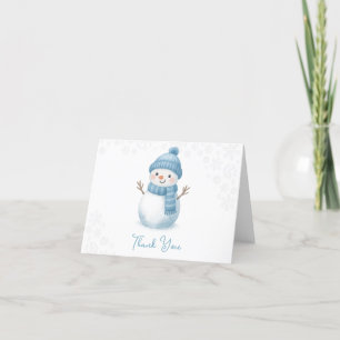 Carte De Remerciements Baby shower d'hiver Blue Snowman